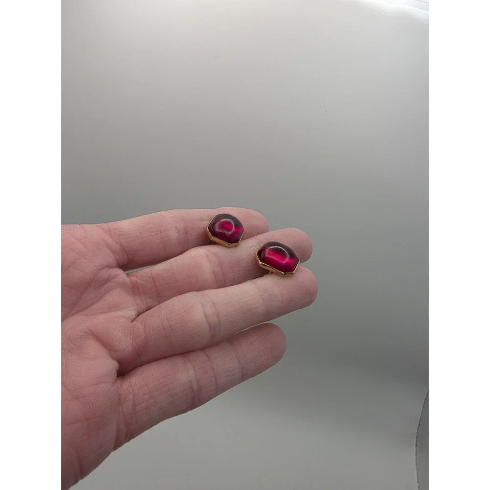 Blood Red Formal Vintage SWANK Cuff Links Tuxedo Prom Groom Shirt Studs Vintage